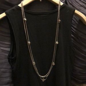 White House Black Market; faux crystal beaded, layered necklace